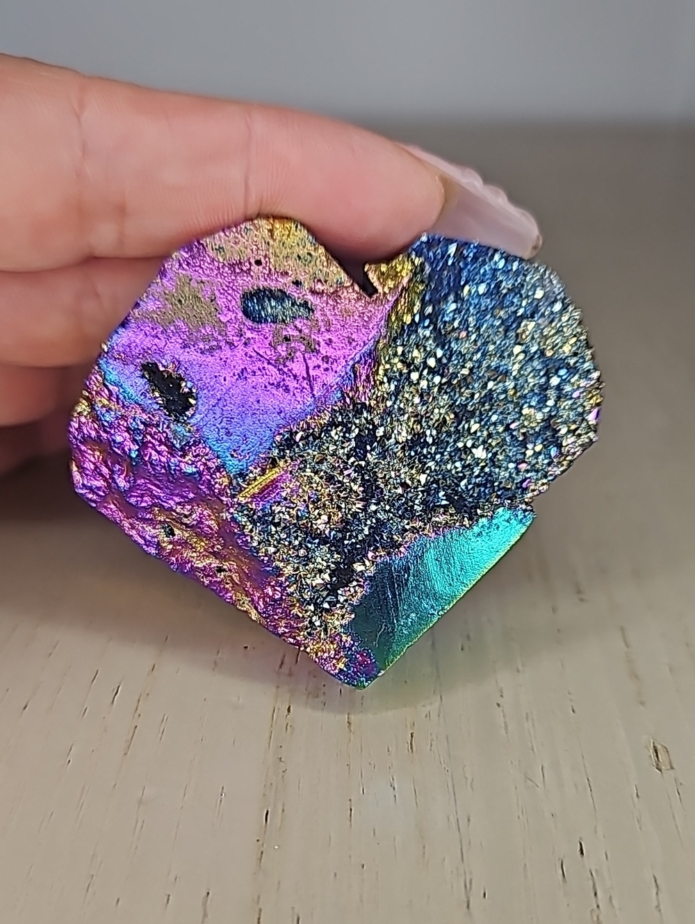 Titanium Aura Quartz Heart